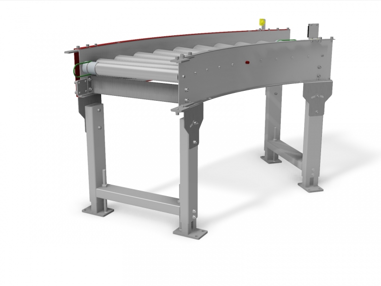 Stainless Steel - Live Curved Roller Conveyor - 45 degrees - Roller  Conveyors - CITConveyors